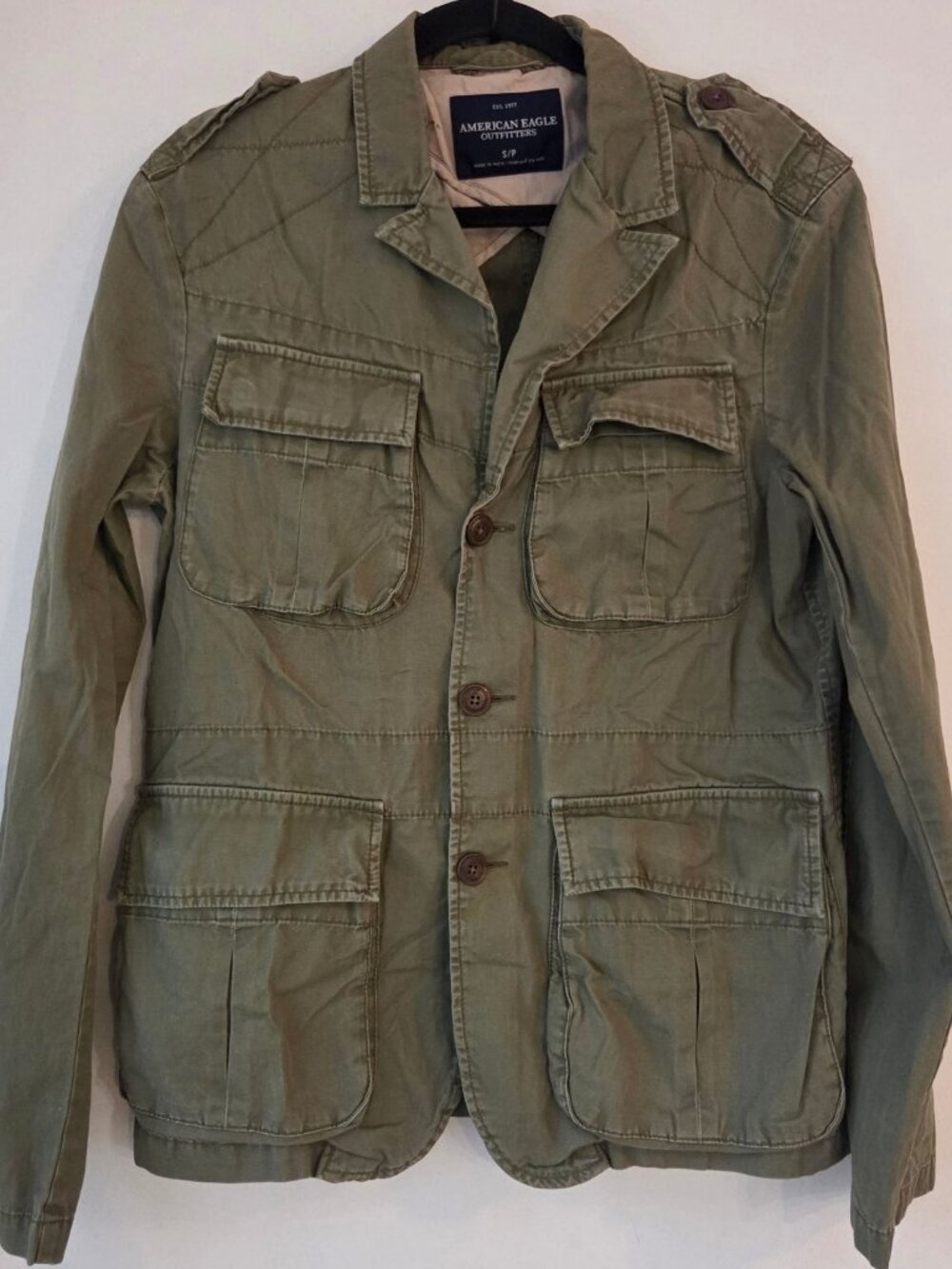 American Eagle Y2K Army Green Utility Field Jacket Chore Coat Men's S